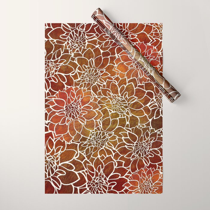 Dahlia Flower Pattern 18 Wrapping Paper Gallery Image 1