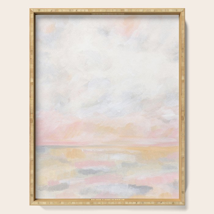 Ecstatic - Pink and Yellow Pastel Seascape Serving Tray Gallery Image 1