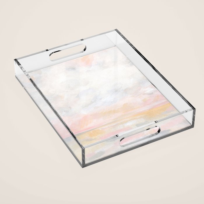 Ecstatic - Pink and Yellow Pastel Seascape Acrylic Tray Gallery Image 1
