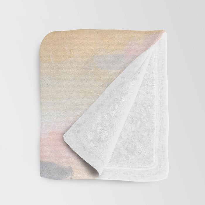 Ecstatic - Pink and Yellow Pastel Seascape Throw Blanket Gallery Image 3