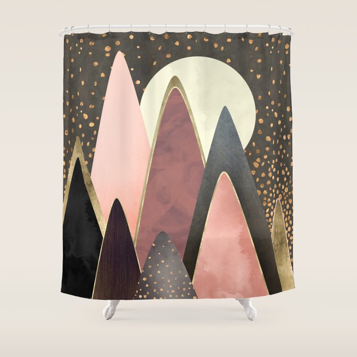 Pink and Gold Peaks Shower Curtain Gallery Image 1