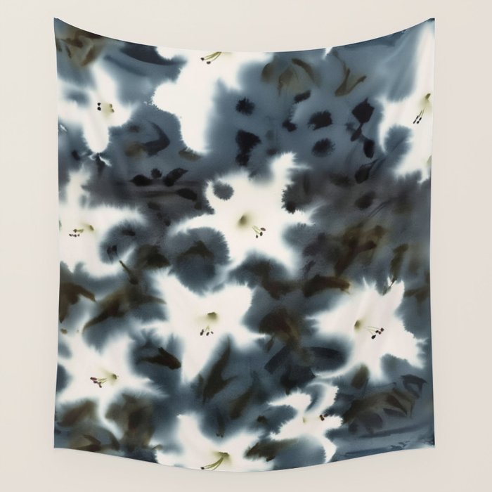 Midnight Lilies Wall Tapestry Gallery Image 4