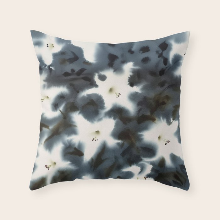 Midnight Lilies Throw Pillow Gallery Image 1