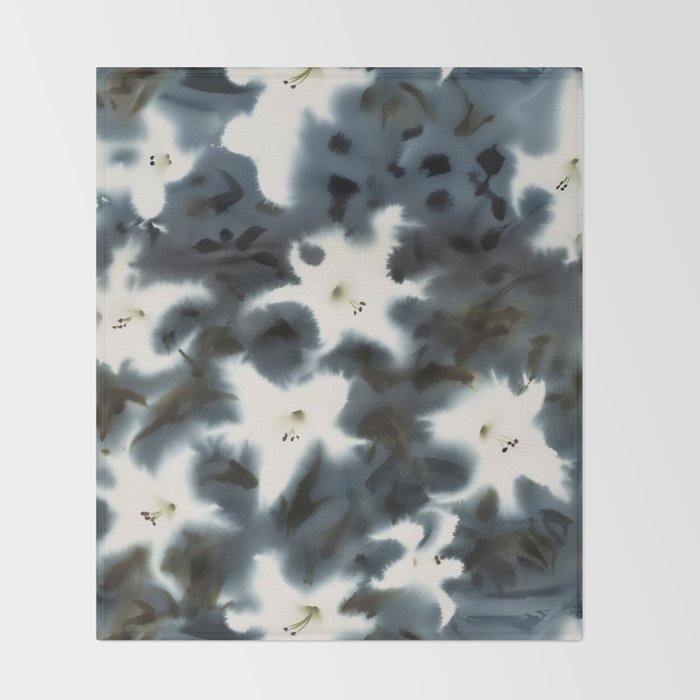 Midnight Lilies Throw Blanket Gallery Image 2