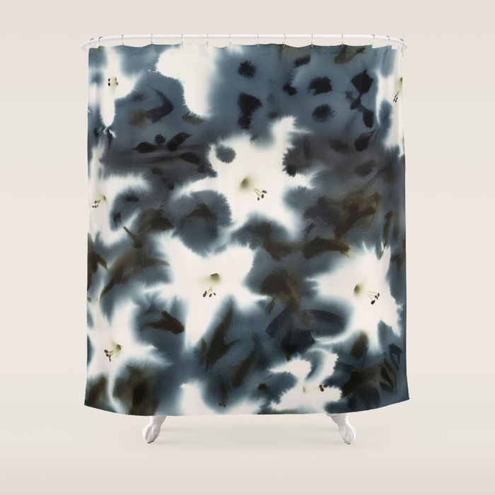 Midnight Lilies Shower Curtain Gallery Image 1