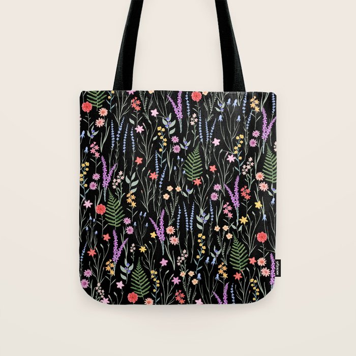 The meadows colorful floral pattern Tote Bag Gallery Image 1