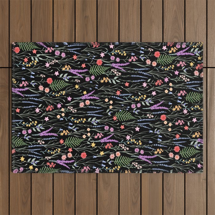 The meadows colorful floral pattern Outdoor Rug Gallery Image 1