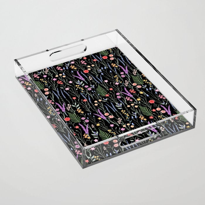 The meadows colorful floral pattern Acrylic Tray Gallery Image 1
