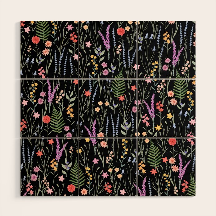 The meadows colorful floral pattern Wood Wall Art Gallery Image 1