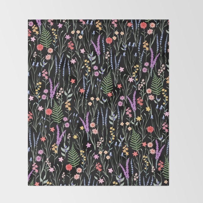 The meadows colorful floral pattern Throw Blanket Gallery Image 2