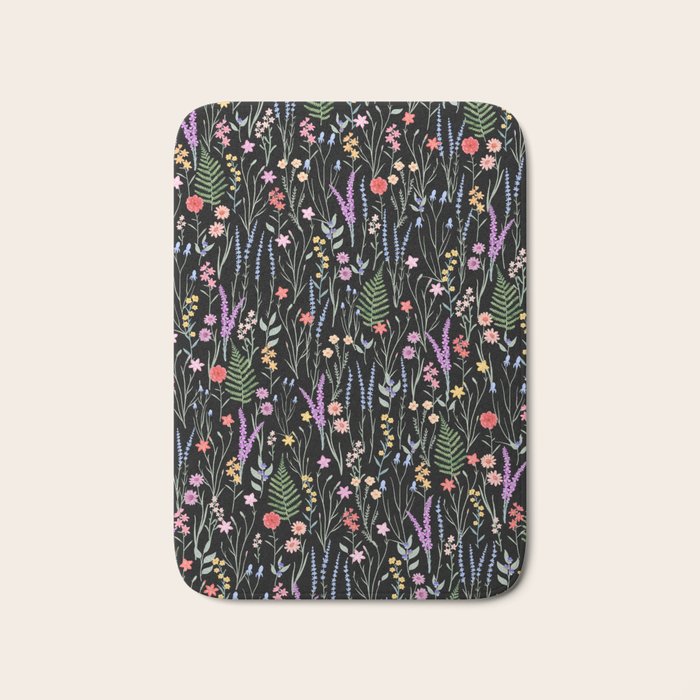 The meadows colorful floral pattern Bath Mat Gallery Image 1