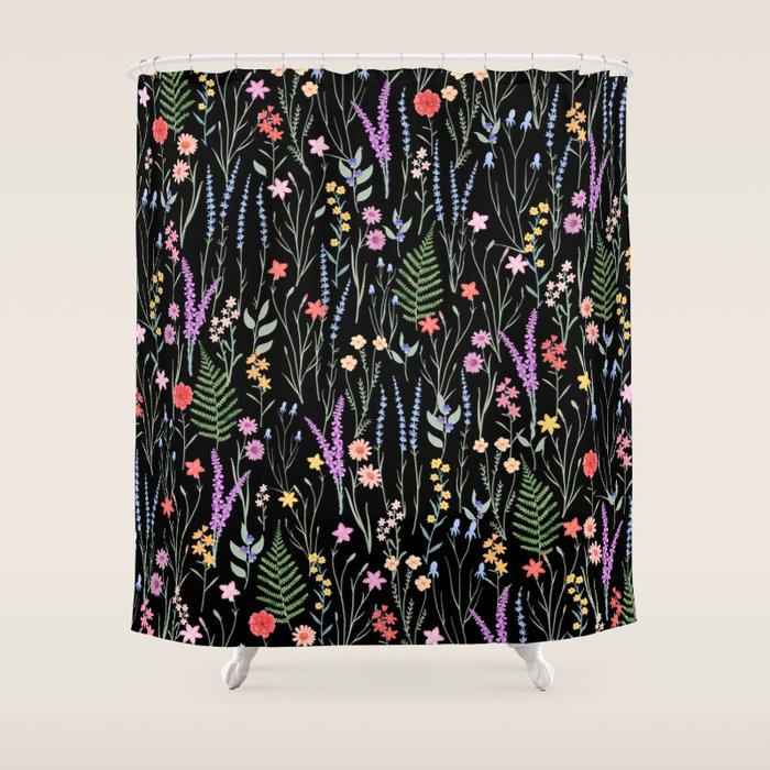 The meadows colorful floral pattern Shower Curtain Gallery Image 1