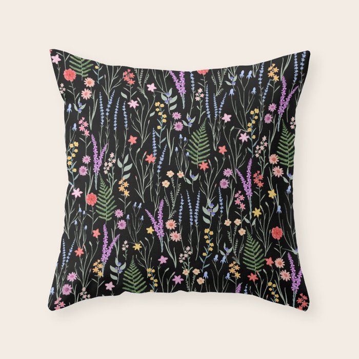 The meadows colorful floral pattern Throw Pillow Gallery Image 6