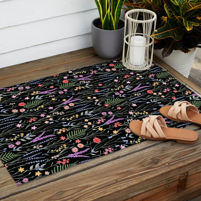 The meadows colorful floral pattern Outdoor Rug Gallery Image 2
