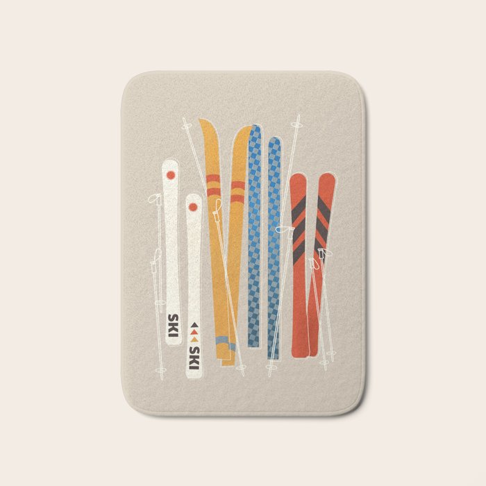 Ski Illustration Bath Mat Gallery Image 1