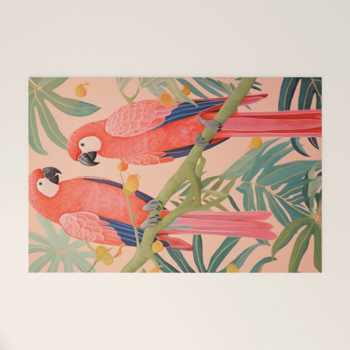Pastel Parrot Pair Welcome Mat Gallery Image 1
