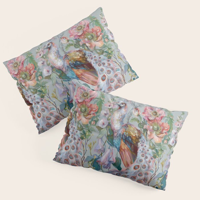 Floral Peacock Garden Pillow Sham Gallery Image 3