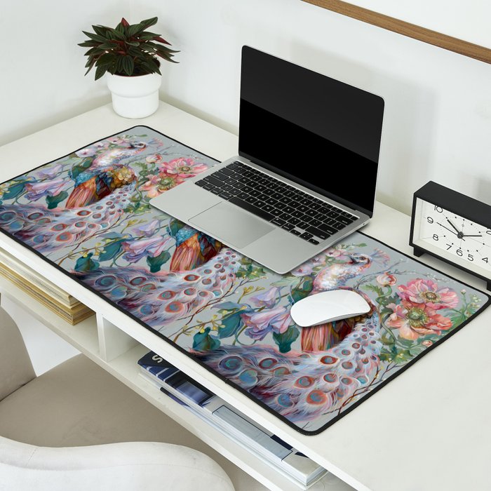Floral Peacock Garden Desk Mat Gallery Image 2
