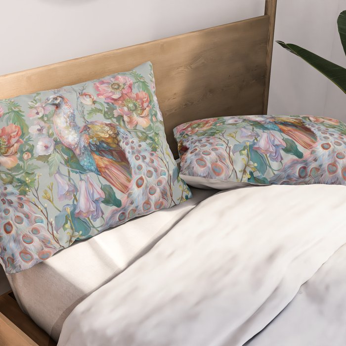 Floral Peacock Garden Pillow Sham Gallery Image 2