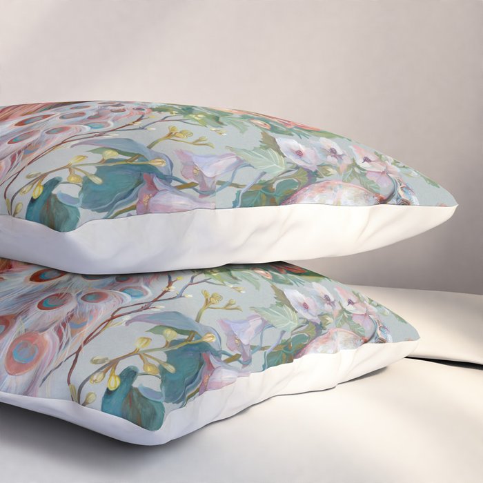 Floral Peacock Garden Pillow Sham Gallery Image 3