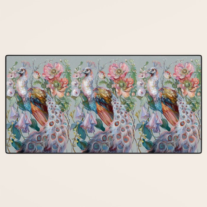 Floral Peacock Garden Desk Mat Gallery Image 3