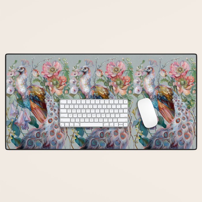 Floral Peacock Garden Desk Mat Gallery Image 1