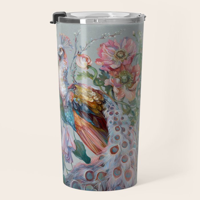 Floral Peacock Garden Travel Mug Gallery Image 3