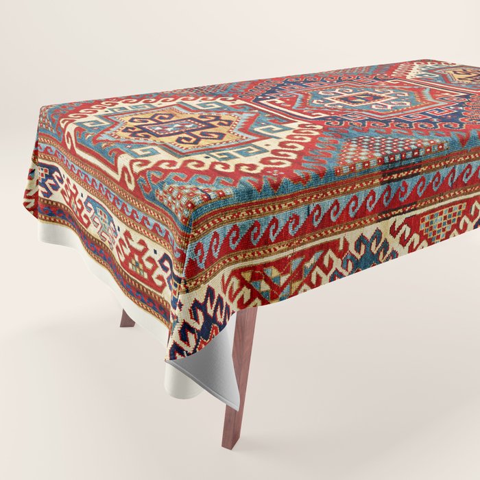 Borjalou Kazak Southwest Caucasus Antique Rug Print Tablecloth Gallery Image 1