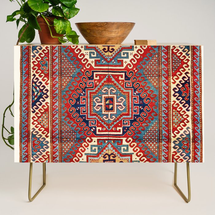 Borjalou Kazak Southwest Caucasus Antique Rug Print Credenza Gallery Image 1