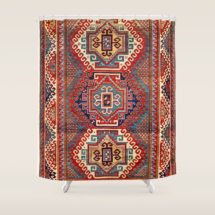 Borjalou Kazak Southwest Caucasus Antique Rug Print Shower Curtain Gallery Image 1