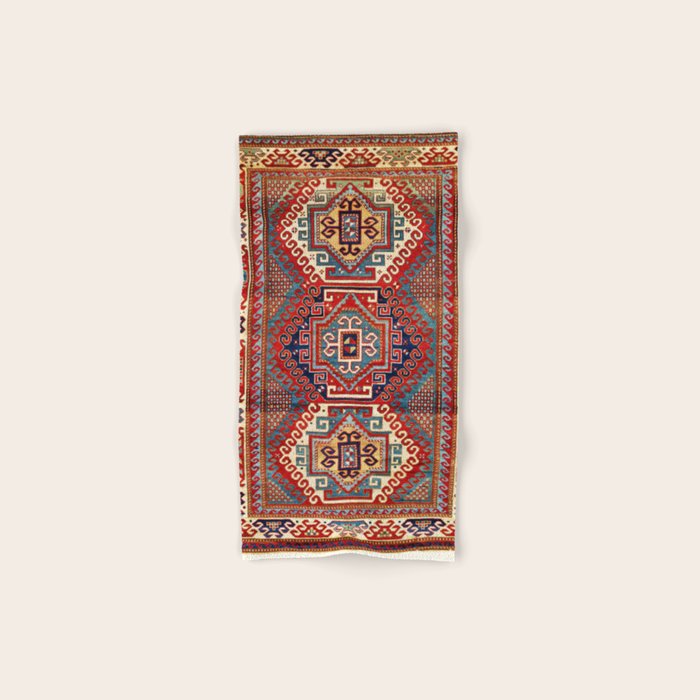 Borjalou Kazak Southwest Caucasus Antique Rug Print Bath Towel Gallery Image 1