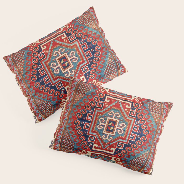 Borjalou Kazak Southwest Caucasus Antique Rug Print Pillow Sham Gallery Image 1