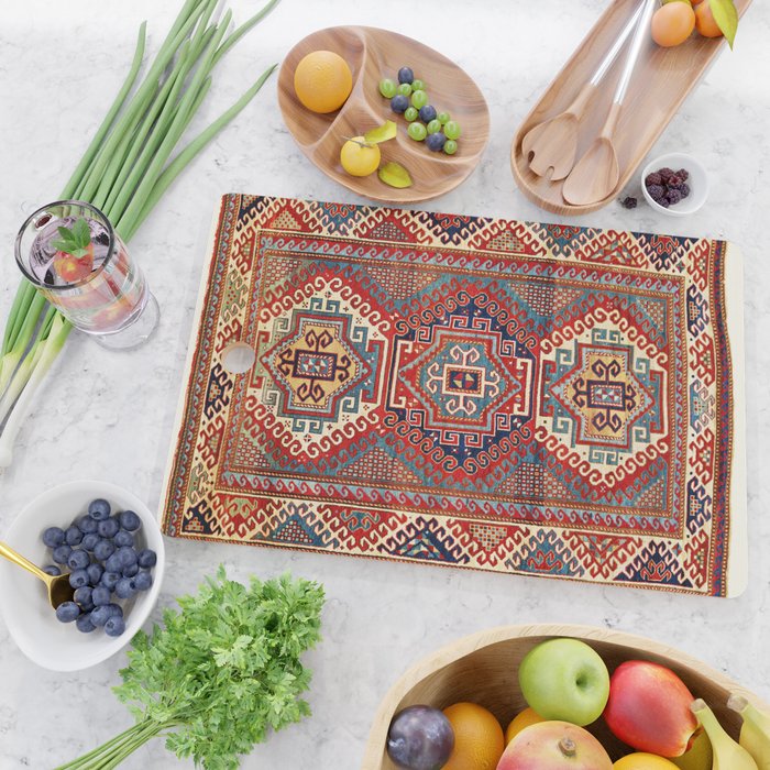 Borjalou Kazak Southwest Caucasus Antique Rug Print Cutting Board Gallery Image 2