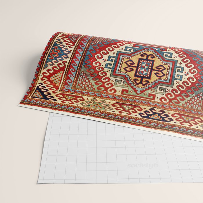 Borjalou Kazak Southwest Caucasus Antique Rug Print Wrapping Paper Gallery Image 2