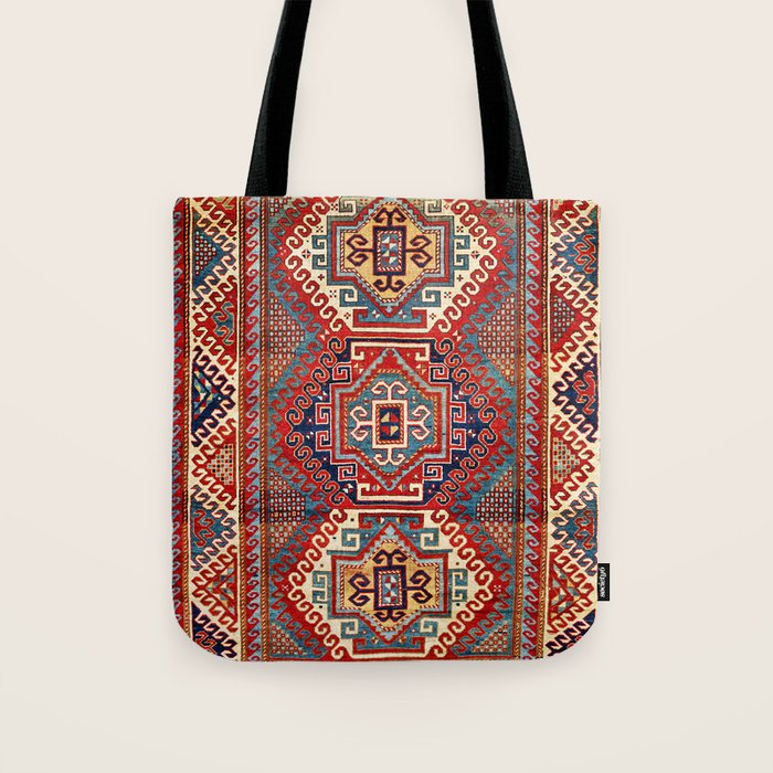 Borjalou Kazak Southwest Caucasus Antique Rug Print Tote Bag Gallery Image 1
