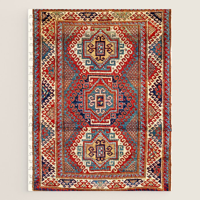 Borjalou Kazak Southwest Caucasus Antique Rug Print Jigsaw Puzzle Gallery Image 1