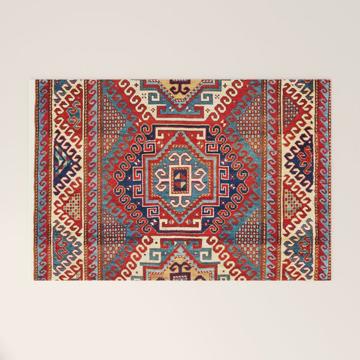 Borjalou Kazak Southwest Caucasus Antique Rug Print Welcome Mat Gallery Image 1
