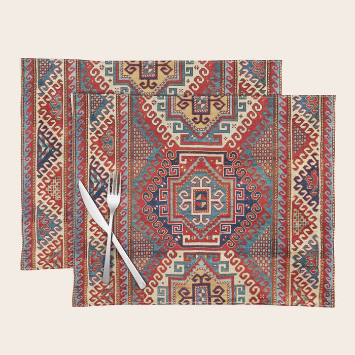 Borjalou Kazak Southwest Caucasus Antique Rug Print Placemat Gallery Image 1