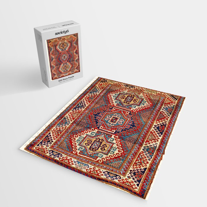Borjalou Kazak Southwest Caucasus Antique Rug Print Jigsaw Puzzle Gallery Image 2