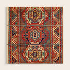 Borjalou Kazak Southwest Caucasus Antique Rug Print Wood Wall Art Gallery Image 1
