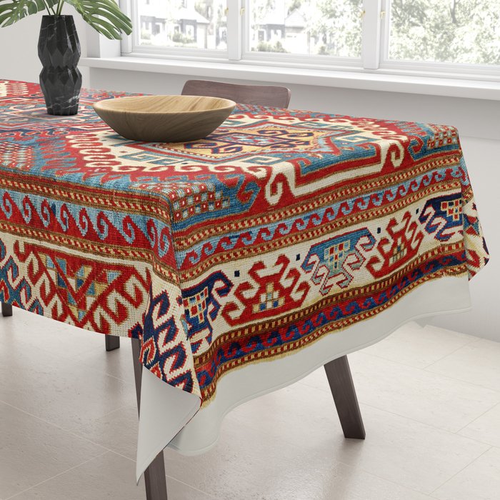 Borjalou Kazak Southwest Caucasus Antique Rug Print Tablecloth Gallery Image 3