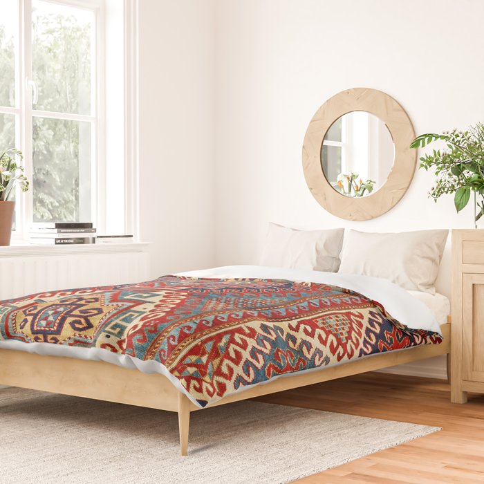 Borjalou Kazak Southwest Caucasus Antique Rug Print Duvet Cover Gallery Image 2