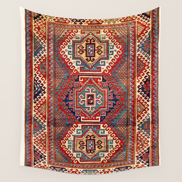 Borjalou Kazak Southwest Caucasus Antique Rug Print Wall Tapestry Gallery Image 4