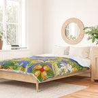 Summer ,Sicilian tiles ,citrus,oranges,majolica,lemons ,Mediterranean  Duvet Cover Gallery Image 2