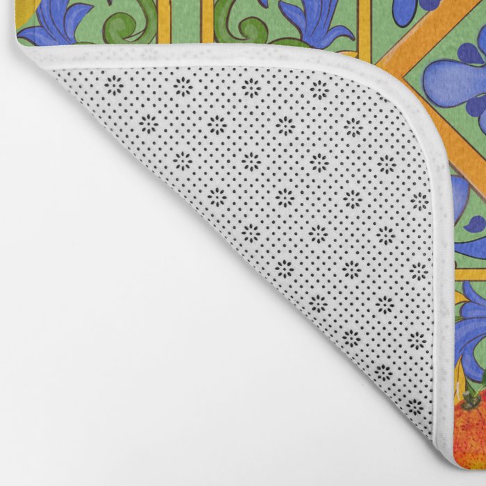 Summer ,Sicilian tiles ,citrus,oranges,majolica,lemons ,Mediterranean  Bath Mat Gallery Image 2