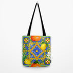 Summer ,Sicilian tiles ,citrus,oranges,majolica,lemons ,Mediterranean  Tote Bag Gallery Image 2