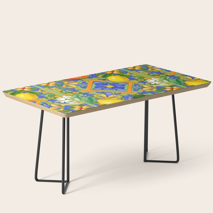 Summer ,Sicilian tiles ,citrus,oranges,majolica,lemons ,Mediterranean  Coffee Table Gallery Image 1