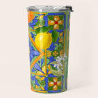 Summer ,Sicilian tiles ,citrus,oranges,majolica,lemons ,Mediterranean  Travel Mug Gallery Image 2