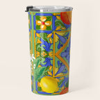 Summer ,Sicilian tiles ,citrus,oranges,majolica,lemons ,Mediterranean  Travel Mug Gallery Image 3