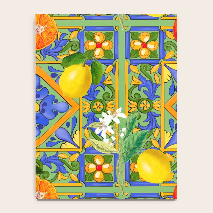 Summer ,Sicilian tiles ,citrus,oranges,majolica,lemons ,Mediterranean  Notebook Gallery Image 4